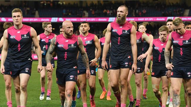 Melbourne’s loss to Sydney last week continued its losing streak against top eight sides this season. Picture: AAP