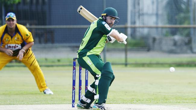 Rovers' Marcus Berryman bats in the Cricket Far North 40 overs match between the Cairns Rovers and Norths, held at Griffiths Park, Manunda. Picture: Brendan Radke