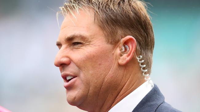 SYDNEY, AUSTRALIA - JANUARY 04: Former Australian crickter and commentator Shane Warne talks during day one of the Fifth Test match in the 2017/18 Ashes Series between Australia and England at Sydney Cricket Ground on January 4, 2018 in Sydney, Australia.  (Photo by Cameron Spencer/Getty Images)