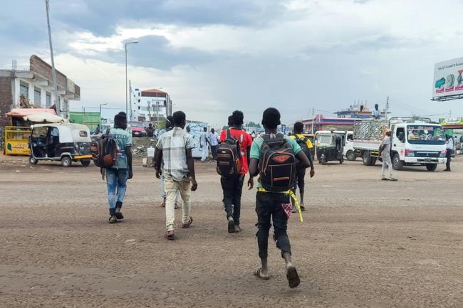 Displaced Sudanese arrive in Gedaref. More than 10 million people are internally displaced within war-torn Sudan