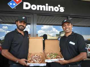 Franchisees Sulay Patel and Prakash Balsara are on the hunt for 15 delivery experts for the Roma Dominos. Picture: Joshua Macree