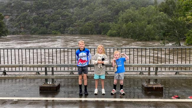 Ailsa's's children at the Colo Bridge. Picture: Ailsa Jones