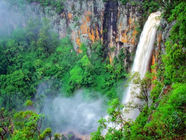 Purling Brook waterfall after the Rain -Australia, Gold Coast - Queensland, Queensland, Rainforest, Water