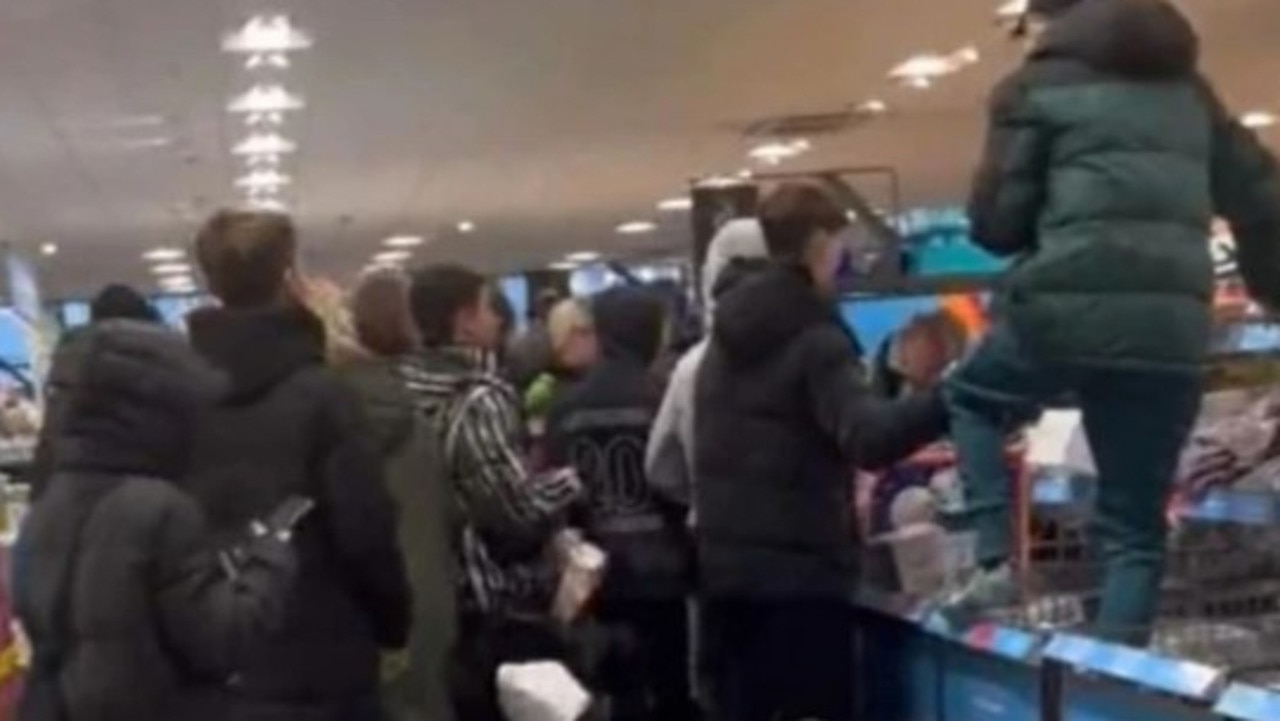 People clambered over one another at Aldi UK stores to try and get hold of Prime Hydration. Picture: Twitter/@chels_kr1s