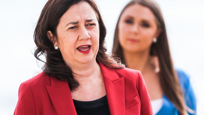 Premier Annastacia Palaszczuk and Meaghan Scanlon. Picture: NIGEL HALLETT.