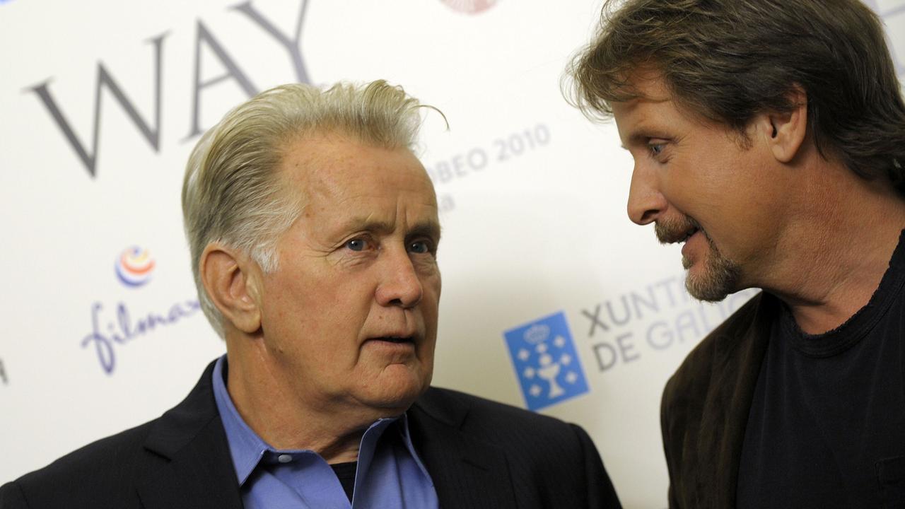 With his father Martin Sheen in 2010