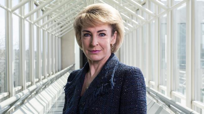 Michaelia Cash says it will be much harder for states to defend a hard border closure as reasonable and necessary by the time 80 per cent of Australian adults are vaccinated. Picture: Martin Ollman