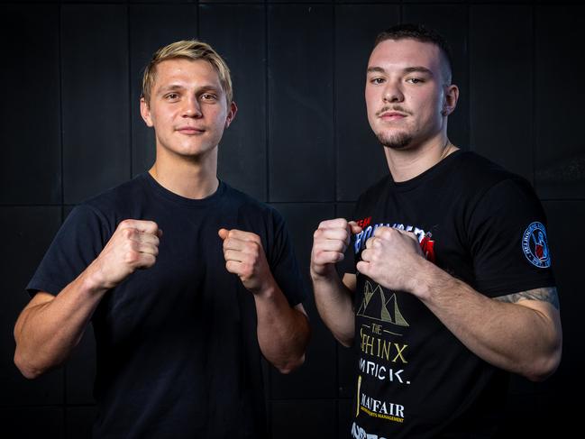 Nikita Tszyu and Ben Bommber ahead of their fight. Picture: Jake Nowakowski