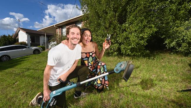 Troy Swannie and Linna Trinh at their first home in Broadmeadows. Picture: Rob Leeson