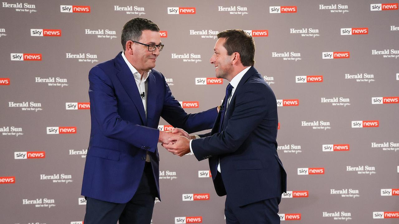 Victorian State Election People’s Forum hosted Victorian Premier Daniel Andrews and Opposition Leader Matthew Guy in Box Hill, Melbourne on Tuesday. Picture: Ian Currie