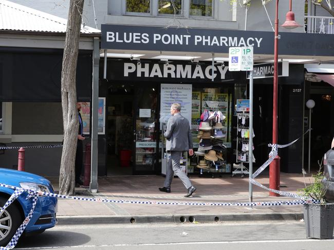 The Blues Point Pharmacy at McMahons Point was broken into by Luc Bonnell about 5am on January 27 after he smashed through the front door with a hammer. File picture: Ross Schultz