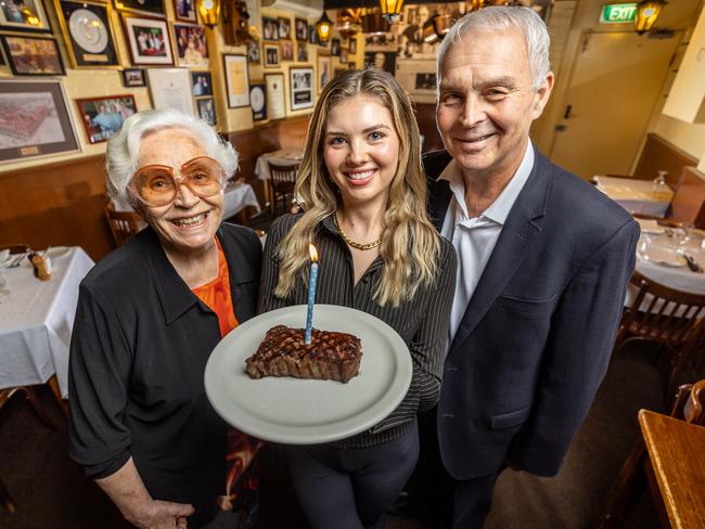 Three generations of owners: Nina Gregurek, 92, Phoenix Gregurek, 23, and Michael Gregurek, 69. Picture: Jake Nowakowski