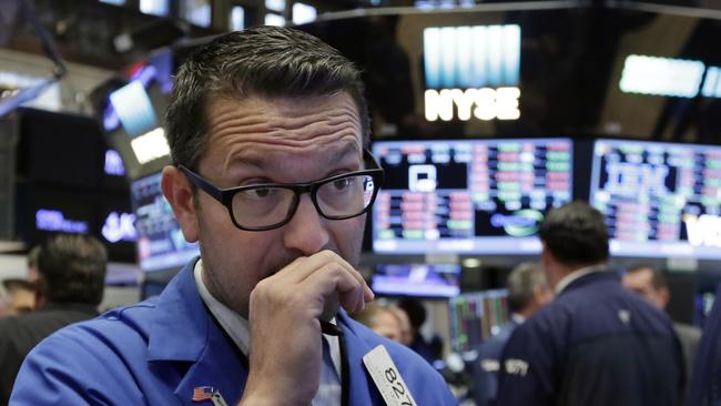 US stocks fell as traders sold off financials. Picture: AP Photo/Richard Drew.