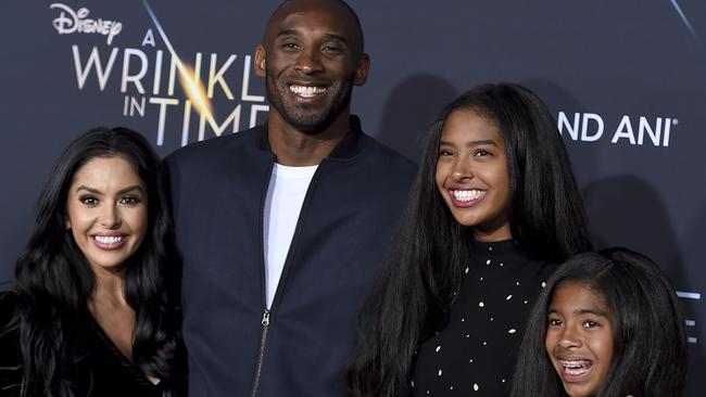 Kobe Bryant with wife Vanessa and daughters Natalia and Gianna. Picture: AP.