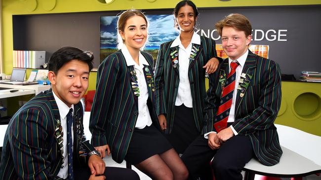 Somerset College Year 12 students Kevin Song, Ainsley McCarthy, Joanne Joe and Julius Wright. Picture: Adam Head