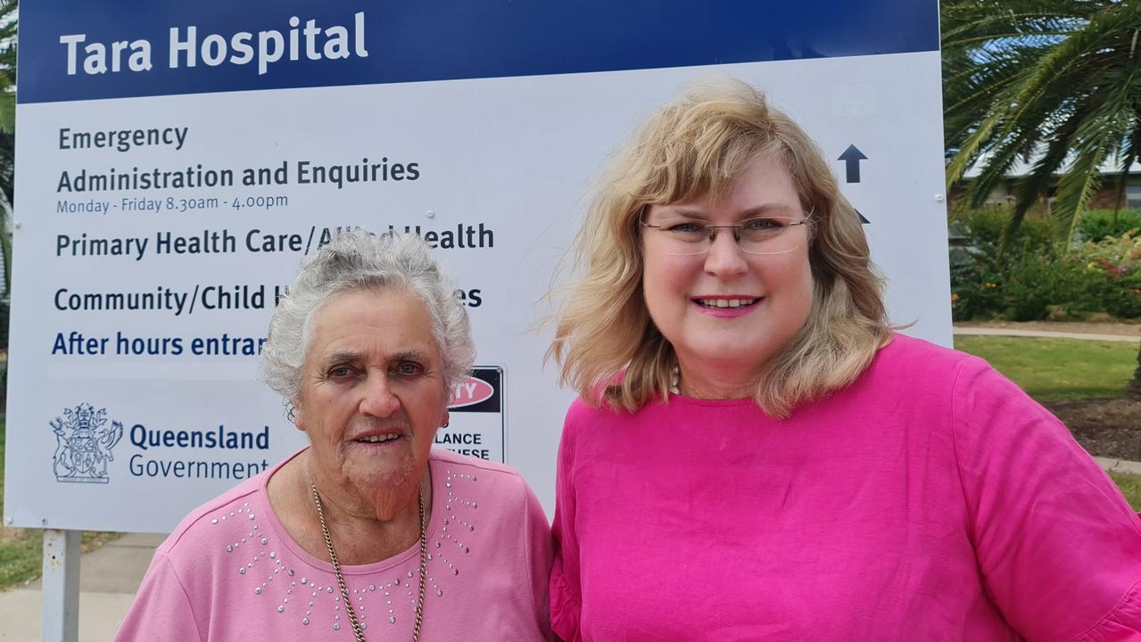 President Auxiliary of Tara Hospital, Beryl Bougoure and Warrego MP Ann Leahy petition for community input regarding Tara Hospital redevelopments. Picture: contributed