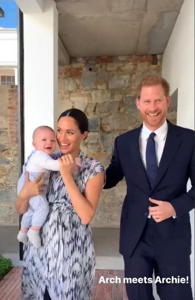 Prince Archie and Duchess of Sussex Meghan Markle and Prince Harry meet Archbishop Desmond Tutu. Picture: Instagram