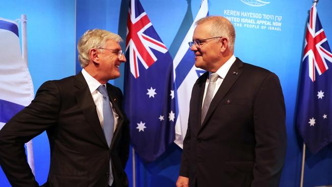 Prime Minister Scott Morrison with Steven Lowy at the United Israel Appeal dinner in Sydney. Picture: Adam Taylor/PMO