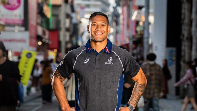 Qantas Wallabies appearance at ASICS Harajuku flagship store, Tokyo, ahead of the third Bledisloe Cup Test Match at Nissan Stadium, Yokohama. Israel Folau. Photo: Stuart Walmsley/Rugby AU Media