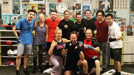 David Storey, middle, pictured with fellow club members at North Sydney PCYC