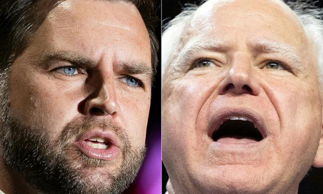 US vice presidential nominees J.D. Vance and Tim Walz face off in New York for a debate on October 1, 2024