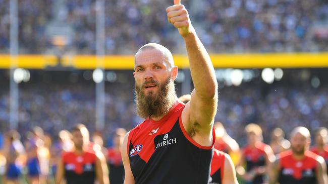 Max Gawn thanks Demons fans after a game in Perth.