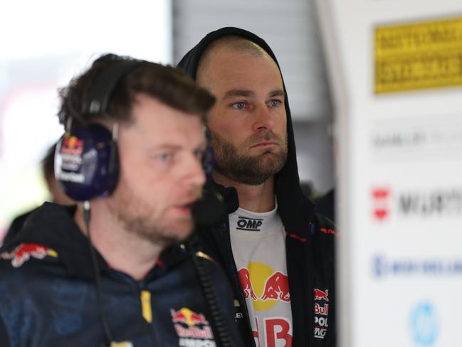 Shane van Gisbergen watching on in the Redbull Garage during the first practice session. Picture: Tim Hunter.