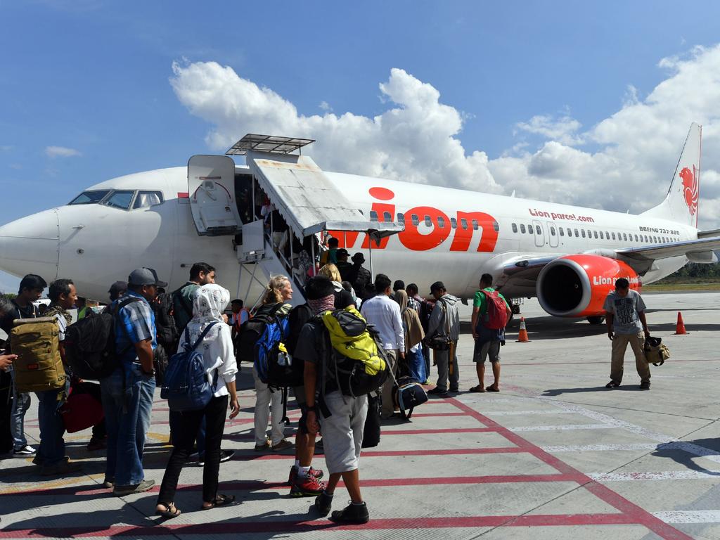 Passengers board a Lion Air Boeing 737-800 aircraft back on October 10. Picture: AFP