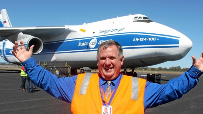 BIG JET PLANE: Rockhampton Airport Chair Neil Fisher loves seeing the massive Antonov AN-124 cargo plane on the tarmac at Rockhampton airport for Exercise Wallaby.