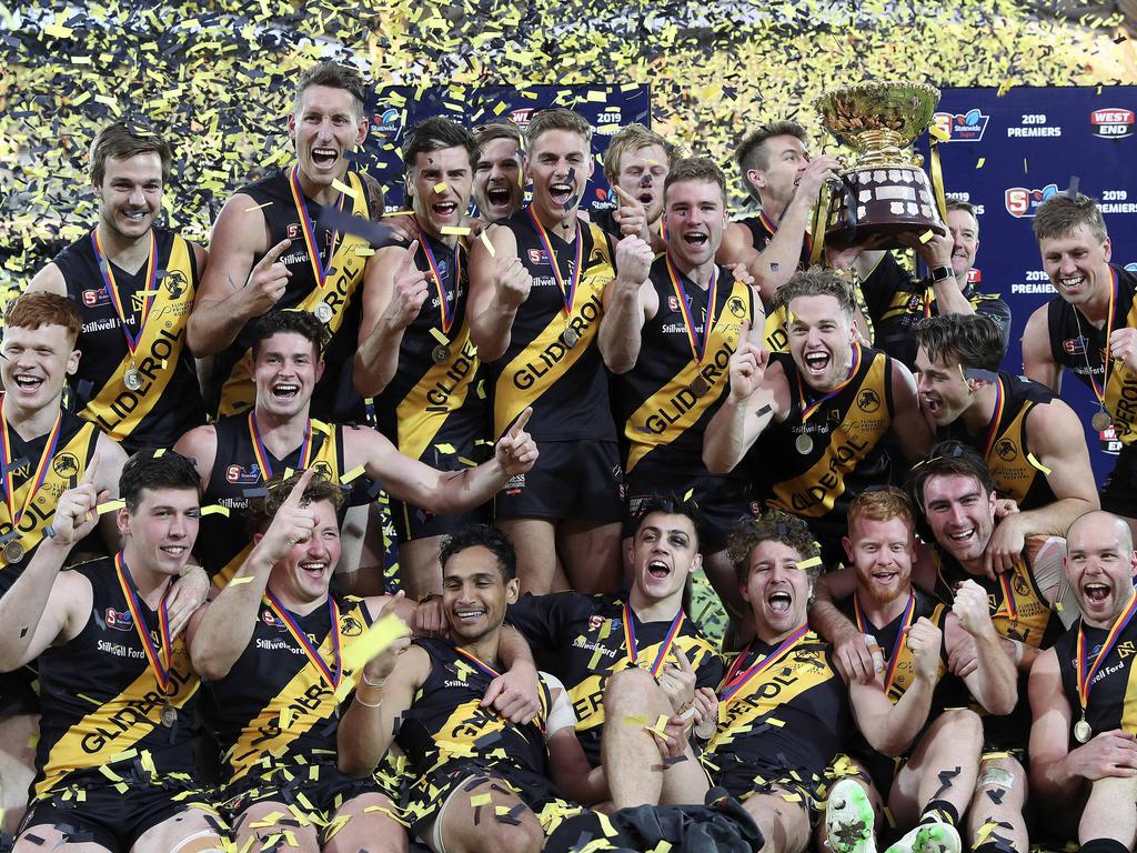 SANFL - GRAND FINAL  22/09/19 - Port Adelaide v Glenelg at Adelaide Oval. Glenelg 2019 Premiership champions. Picture SARAH REED