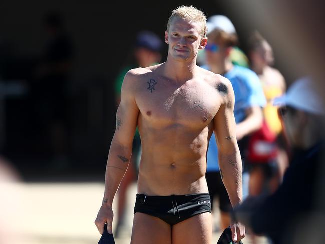 Simpson at a training session on Thursday. Picture: Chris Hyde/Getty Images