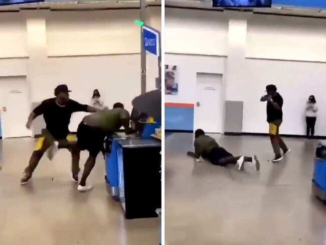 Big fella gets nailed in Walmart.