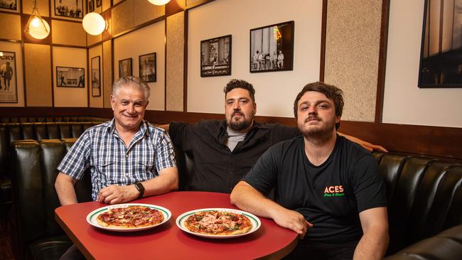 Enzo Fantasia with executive chef Duncan Welgemoed and Josh Lansley. Picture: Brad Fleet