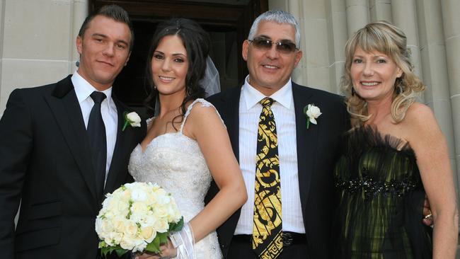 Mick and Cheryle Gatto at the wedding of their daughter Sarah and Regan Thomopoulos. Picture: Supplied