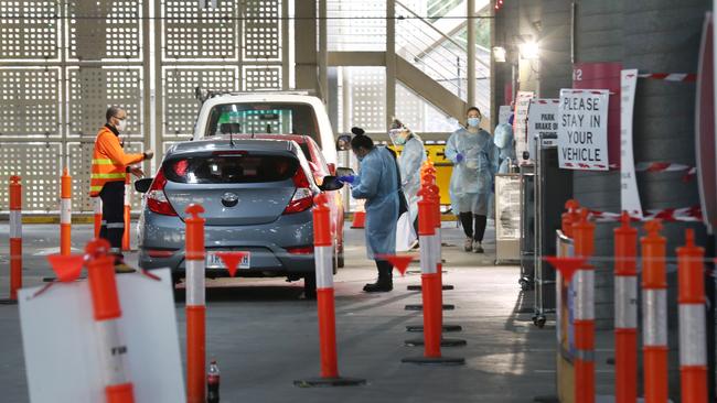 COVID testing at Highpoint Shopping Centre during stage four lockdown in Melbourne. Picture: David Crosling