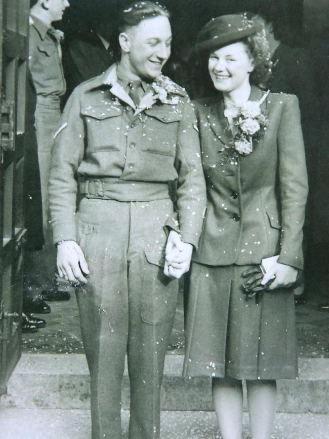 Ron and Joy Burton on their wedding day in February 1946 in Bognor Regis.