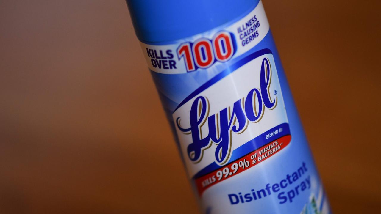 The maker of Lysol and Dettol, Reckitt Benckiser, released a statement urging people to avoid ‘internal administration’ of their disinfectants. Picture: Chris Delmas/AFP