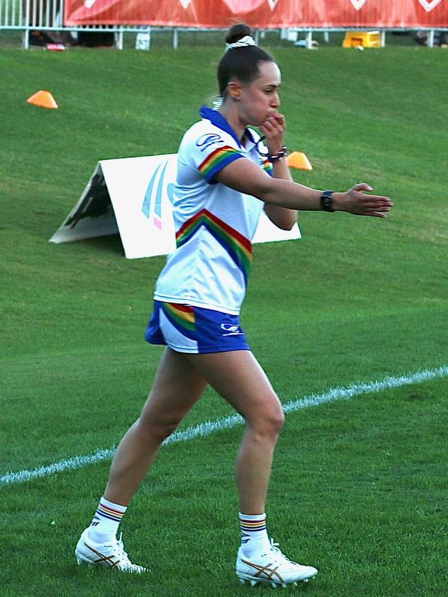 Zoe Genrich in action on the touch football field.