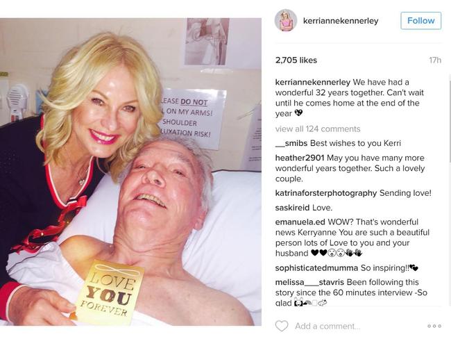 Kerri Anne Kennerley and her husband John celebrating their 32nd year of marriage (in hospital). Source: Instagram: @kerriannekennerley