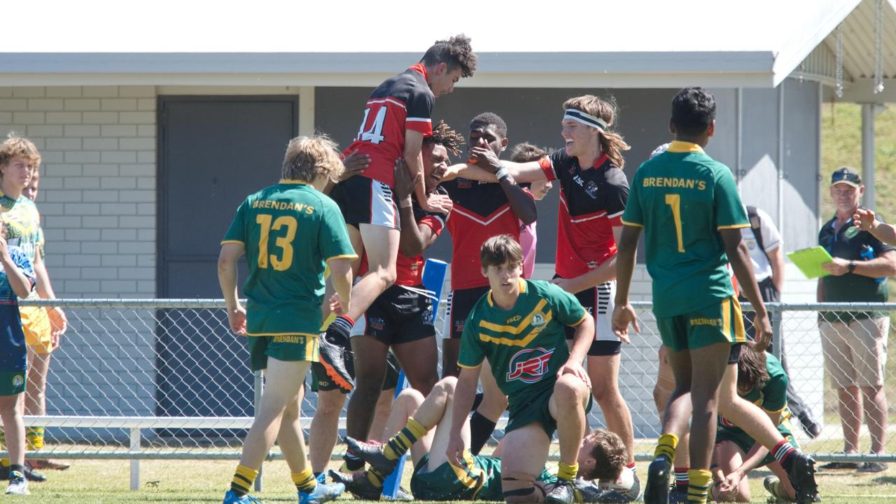 Ignatius Park College and Kirwan State High School teams take on St Brendanâ€™s College Yeppoon teams in Queensland state rugby league semi finals at Mackay on Wednesday, August 24, 2022.
