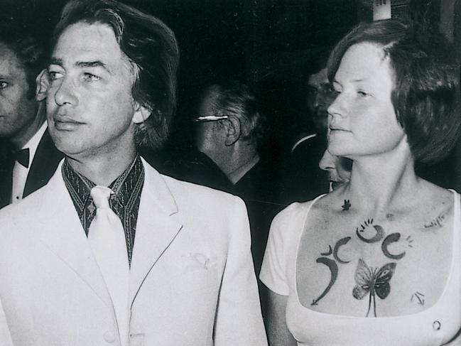 One-time use only and the images will not be archived. All pics will be credited. Captions to be run in full. Clif (Pugh) adorned Judith with body paint when she and Dunstan attended the theatre in Melbourne, June 1972. (Courtesy of Steven Cheng)