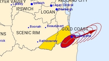 A severe thunderstorm warning was issued after a storm made landfall at the Gold Coast. Picture: Bureau of Meteorology