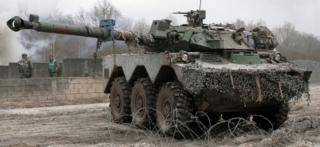 The AMX-10 RC, known in France as a light tank, in service with French forces since 1981.