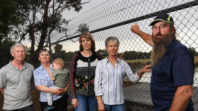 Charles Gibson, Margret Gibson, Nathan Carlton, Johanna Seleck, Jenny Baker and Darren Wallace want Lake Knox to be saved. Picture: James Ross