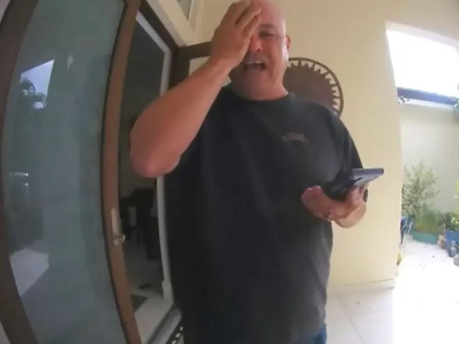 David Contreras, 52, was caught on camera apparently admitting to killing his 22-year-old son, Eric, in his Miami home last November, doorbell footage shows. Picture: Ring camera video