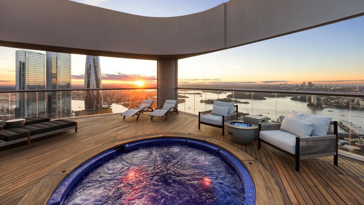 The pool deck.