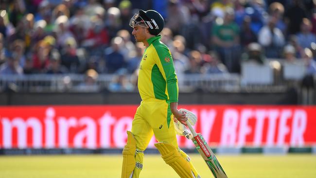 Marcus Stoinis has struggled with the bat... and now a side strain could finish his tournament. Picture: Getty