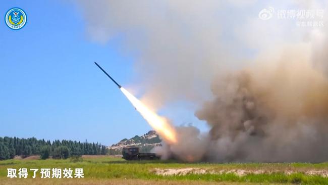 A missile being fired during a Chinese military exercise in China on August 4, 2022. Picture: PLA Eastern Theatre Command/ESN/AFP