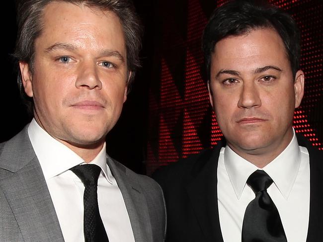 LOS ANGELES, CA - JANUARY 14: Matt Damon, Jimmy Kimmel and Emily Blunt during the 16th annual Critics' Choice Movie Awards at the Hollywood Palladium on January 14, 2011 in Los Angeles, California. (Photo by Christopher Polk/Getty Images for VH1)