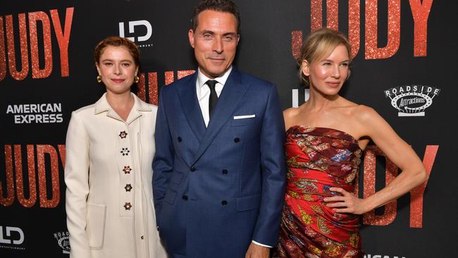 Sewell with co-stars Jessie Buckley and Renee Zellweger at the LA Premiere of Judy in 2019. Picture: Emma McIntyre